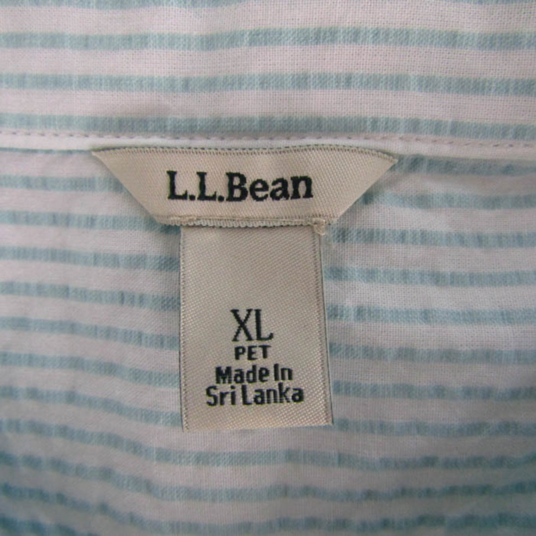 L.L.Bean(エルエルビーン)のエルエルビーン 半袖シャツ トップス ストライプ柄 コットン 大きいサイズ レディース XLサイズ ミント×白 L.L.Bean レディースのトップス(カットソー(半袖/袖なし))の商品写真