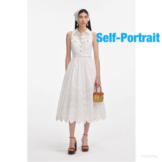 セルフポートレイト(SELF PORTRAIT)の❇️Selfportrait正規25新作セルフポートレートホワイトレースドレス(ロングワンピース/マキシワンピース)