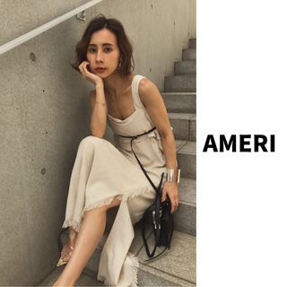 アメリヴィンテージ(Ameri VINTAGE)の【定価１８２６０円】SLENDER BELT FRINGE DRESS(ロングワンピース/マキシワンピース)
