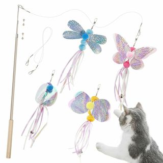 【新着商品】SONGWAY 猫 おもちゃ 猫じゃらし ねこおもちゃ 昆虫版 4点(猫)