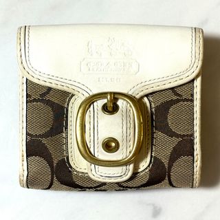 コーチ(COACH)のCOACH コーチ シグネチャー 両面財布 二つ折り財布 ベージュ ホワイト(財布)