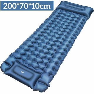 キャンプマット　ブルー軽量　キャンプベッドシングル　エアマット10cm(寝袋/寝具)