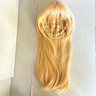 ブロンドロングウィッグ 約60cm ストレート ぱっつん　　金髪 ウィッグ(ノーカラージャケット)