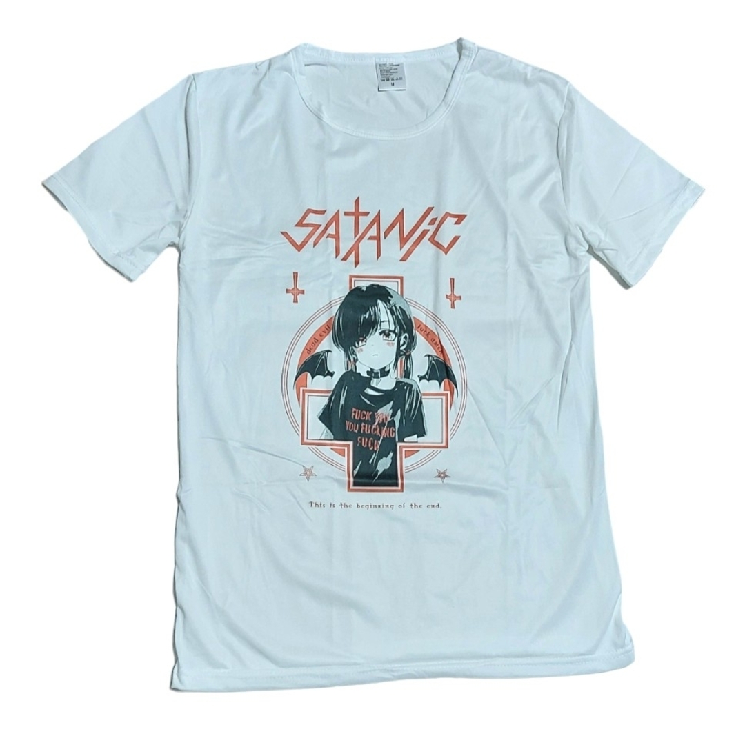 訳アリ　病みかわＴシャツ　闇カワイイ　地雷系　量産型　ゴスロリ　白　夏　半袖　М レディースのトップス(Tシャツ(半袖/袖なし))の商品写真