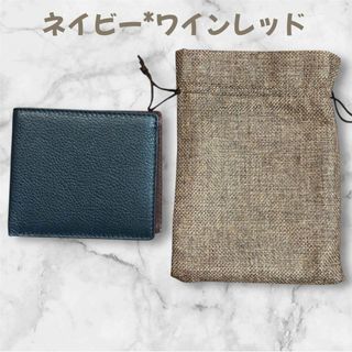 【新品】ルチアーダ 二つ折り 財布 メンズ ネイビー ワインレッド コンパクト(ノーカラージャケット)
