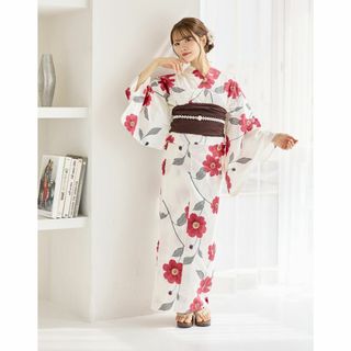 アンダンテ(ANDANTE)の新品 4点 浴衣 セット 浴衣セット ゆかた レディース 赤 花柄 4Y-46(浴衣)