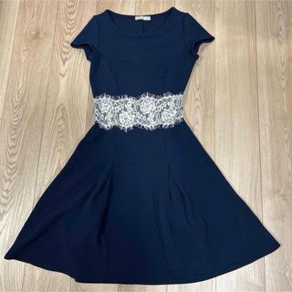 FAS FILLE A SUIVRE ネイビー レース 半袖　ワンピース