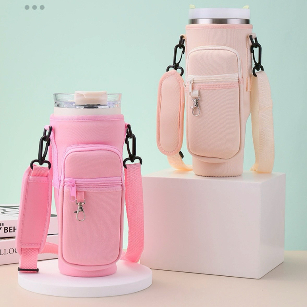 水筒カバー 肩掛け ドリンクホルダー ライトブルー インテリア/住まい/日用品のキッチン/食器(弁当用品)の商品写真