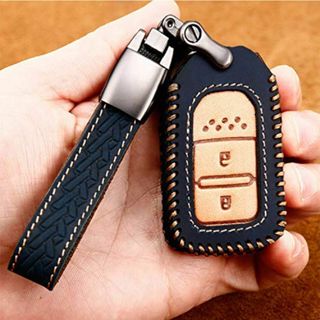 【色:ダークブルー】Kakash ホンダ専用牛革素材スマート キー ケース キー(その他)