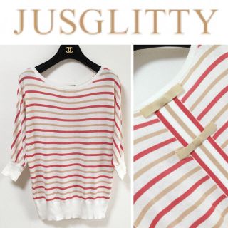 ジャスグリッティー(JUSGLITTY)のジャス★後ろリボン♡ボーダーニット(カットソー(長袖/七分))