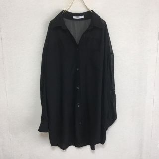 アズールバイマウジー(AZUL by moussy)のアズール シースルーオーバーサイズ シャツ ブラック(シャツ/ブラウス(長袖/七分))