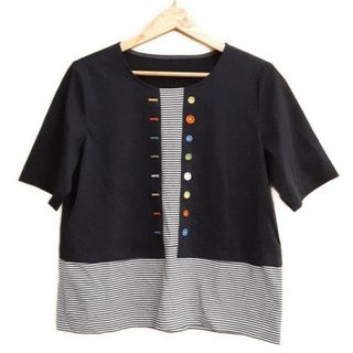 レリアン(leilian)のLeilian(レリアン) 半袖Tシャツ サイズ9 M レディース美品  - ダークネイビー×白×マルチ クルーネック/刺繍(Tシャツ(半袖/袖なし))