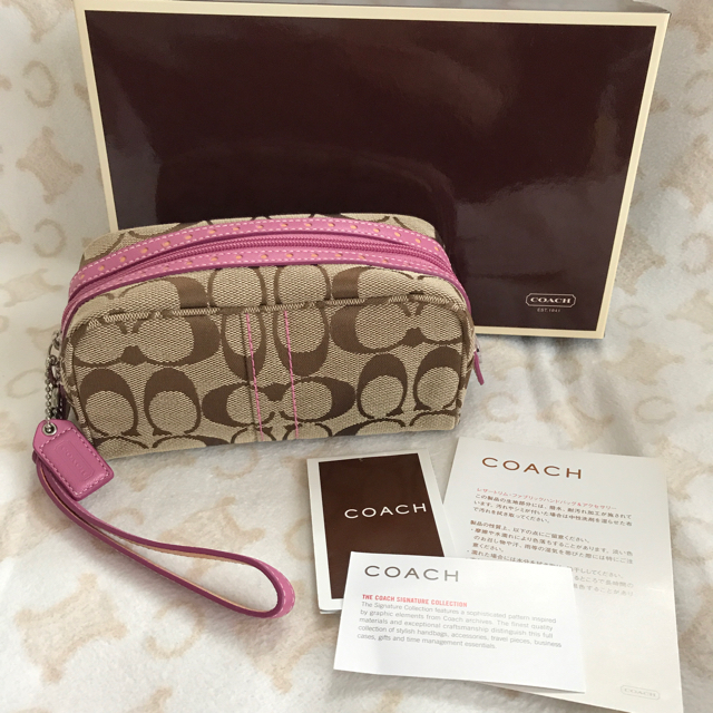 新品 未使用 コーチ COACH 化粧ポーチ シグネチャー - ポーチ