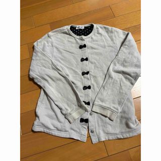 女の子　カーディガン　140センチ　グレー　リボン(カーディガン)