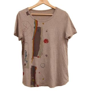 io comme io(イオコムイオ センソユニコ) 半袖Tシャツ サイズ40 M レディース美品  - グレーベージュ×ダークブラウン×マルチ クルーネック(Tシャツ(半袖/袖なし))