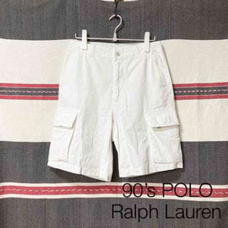 ポロラルフローレン(POLO RALPH LAUREN)の90sPOLO Ralph Laurenホワイトカーゴショーツ 30 希少カラー(ショートパンツ)