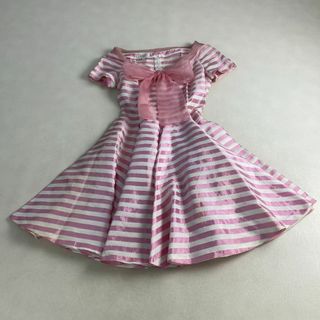 クリスチャンディオール(Christian Dior)のクリスチャンディオール　ワンピース　フレア　リボン　ボーダー　ピンク L・XL(ひざ丈ワンピース)