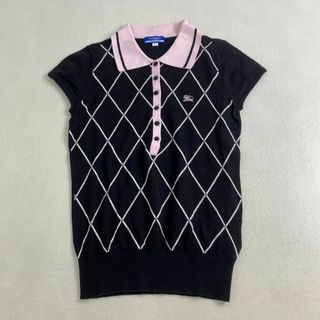 バーバリーブルーレーベル(BURBERRY BLUE LABEL)のバーバリーブルーレーベル　ニット　ポロニット　アーガイルチェック　ホース刺しゅう(ニット/セーター)