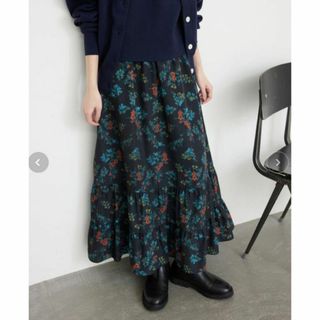 スローブイエナ(SLOBE IENA)の新品未使用 スローブイエナ プリントティアードスカート 手洗い可能(ロングスカート)