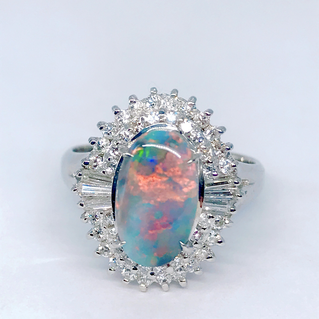 ブラックオパール 1.32ct ダイヤモンド 0.46ct リング PT900 レディースのアクセサリー(リング(指輪))の商品写真
