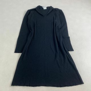 セリーヌ(CELINE)の美品　セリーヌ　ワンピース　リブニット ウール混 ブラック 42 L・XL相当(ロングワンピース/マキシワンピース)