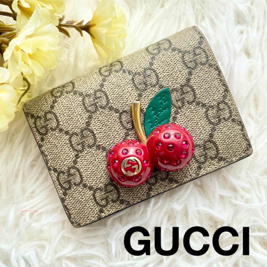 格安♡グッチ GGスプリーム 折り財布 さくらんぼ インターロッキング GUCCI - グッチ 折り財布 さくらんぼ チェリー インター