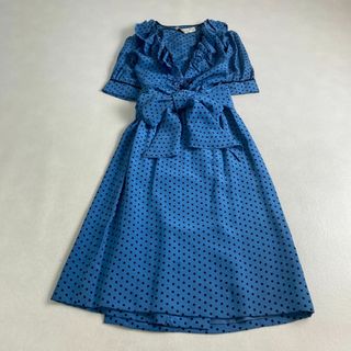 クリスチャンディオール(Christian Dior)のクリスチャンディオール　セットアップ　フリル　リボン　ドット柄　シルク100(セット/コーデ)