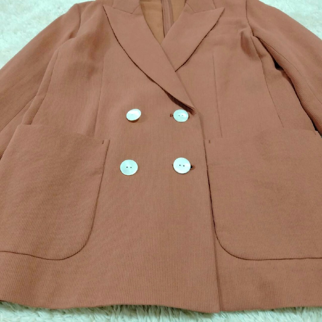 allureville(アルアバイル)の300 美品 allureville ピケダブルブレストジャケット リネン混 レディースのジャケット/アウター(テーラードジャケット)の商品写真