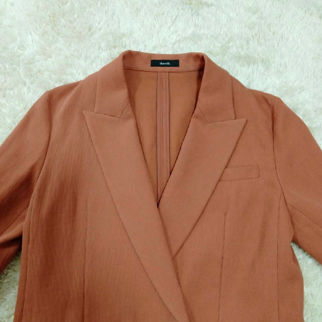allureville(アルアバイル)の300 美品 allureville ピケダブルブレストジャケット リネン混 レディースのジャケット/アウター(テーラードジャケット)の商品写真