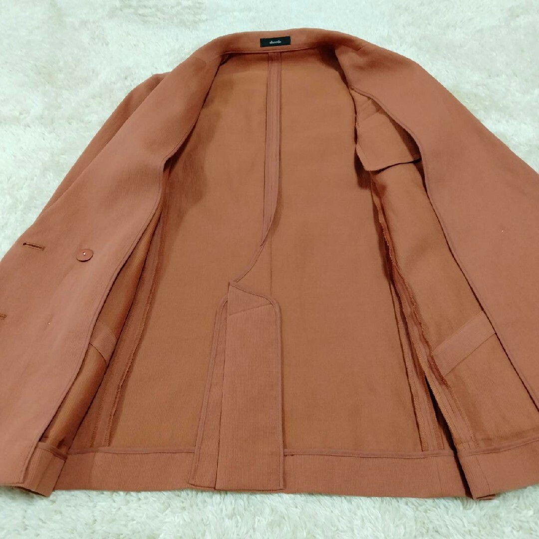 allureville(アルアバイル)の300 美品 allureville ピケダブルブレストジャケット リネン混 レディースのジャケット/アウター(テーラードジャケット)の商品写真