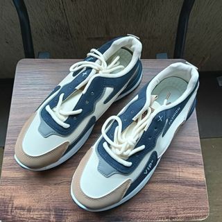 新品 25cm メンズ スニーカー ホワイト ブルー 厚底 シューズ(スニーカー)