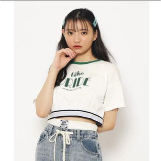 PINK-latte - ピンクラテ　短丈リンガーTシャツ　160