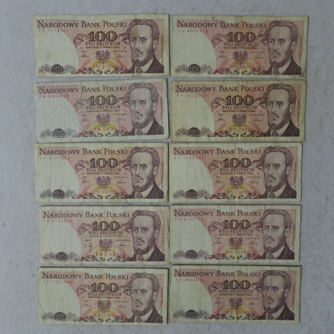 ポーランド　１００ズロチ紙幣　１０枚セット エンタメ/ホビーの美術品/アンティーク(貨幣)の商品写真