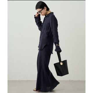 Loungedress - 美品LOUNGEDRESS美品ネイビー　リネンマーメイドスカート 
