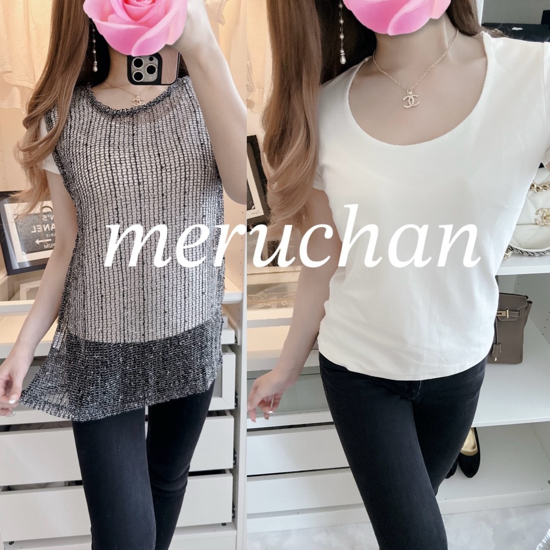 INED(イネド)の【美品】コーデ売り♡INED 接触冷感 無地Tシャツ＆メッシュベスト レディースのトップス(Tシャツ(半袖/袖なし))の商品写真