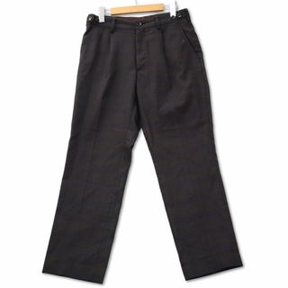 タケオキクチ(TAKEO KIKUCHI)のタケオキクチ タック入り チェック テーパード パンツ 2 こげ茶(スラックス)