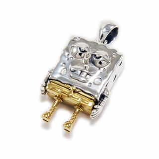スポンジボブ 真鍮 925シルバーペンダント 925刻印あり YIN-020(ネックレス)