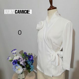 ナラカミーチェ(NARACAMICIE)のナラカミーチェ　極上美品　透け感有り　薄手ブラウス　Ｓサイズ　ホワイト色系(シャツ/ブラウス(長袖/七分))
