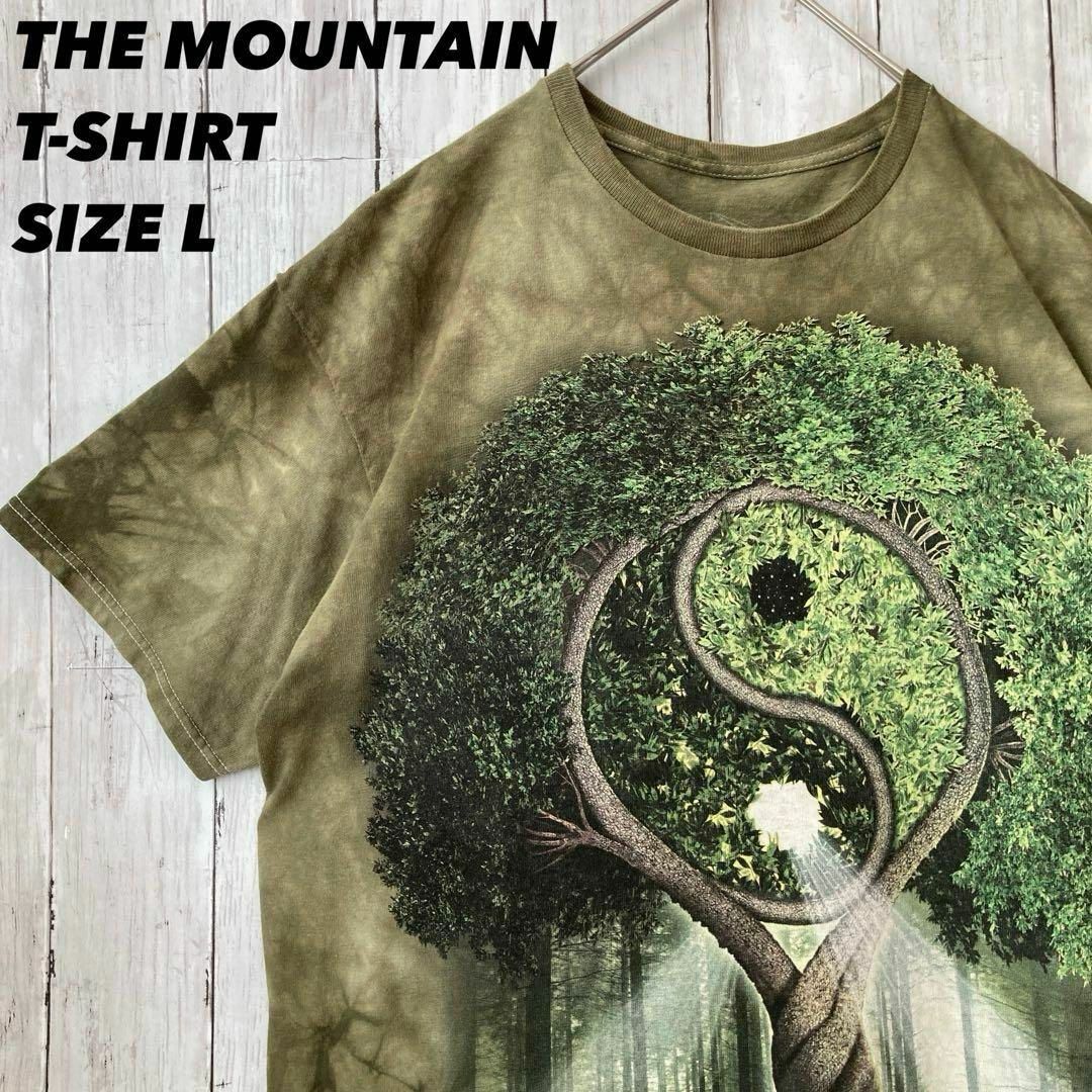 3D TEES THE MOUNTAIN タイダイ染めプリントTシャツ　L 古着 メンズのトップス(Tシャツ/カットソー(半袖/袖なし))の商品写真