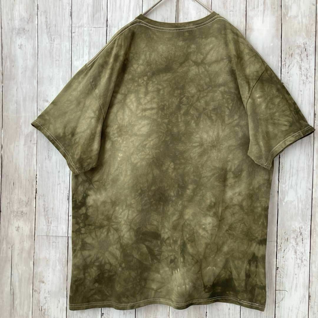 3D TEES THE MOUNTAIN タイダイ染めプリントTシャツ　L 古着 メンズのトップス(Tシャツ/カットソー(半袖/袖なし))の商品写真