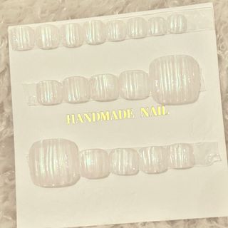 【現品】フットネイル　クリア　オーロラ系　バカラネイル　9サイズ18枚セット(つけ爪/ネイルチップ)