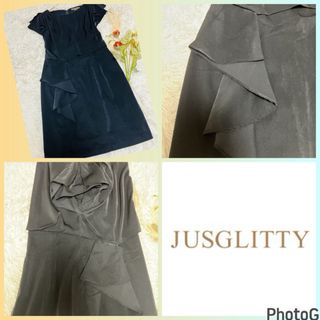 JUSGLITTY - ジャスグリッティー★良品★袖、背中レイヤードフリルデザイン★大人綺麗ワンピース