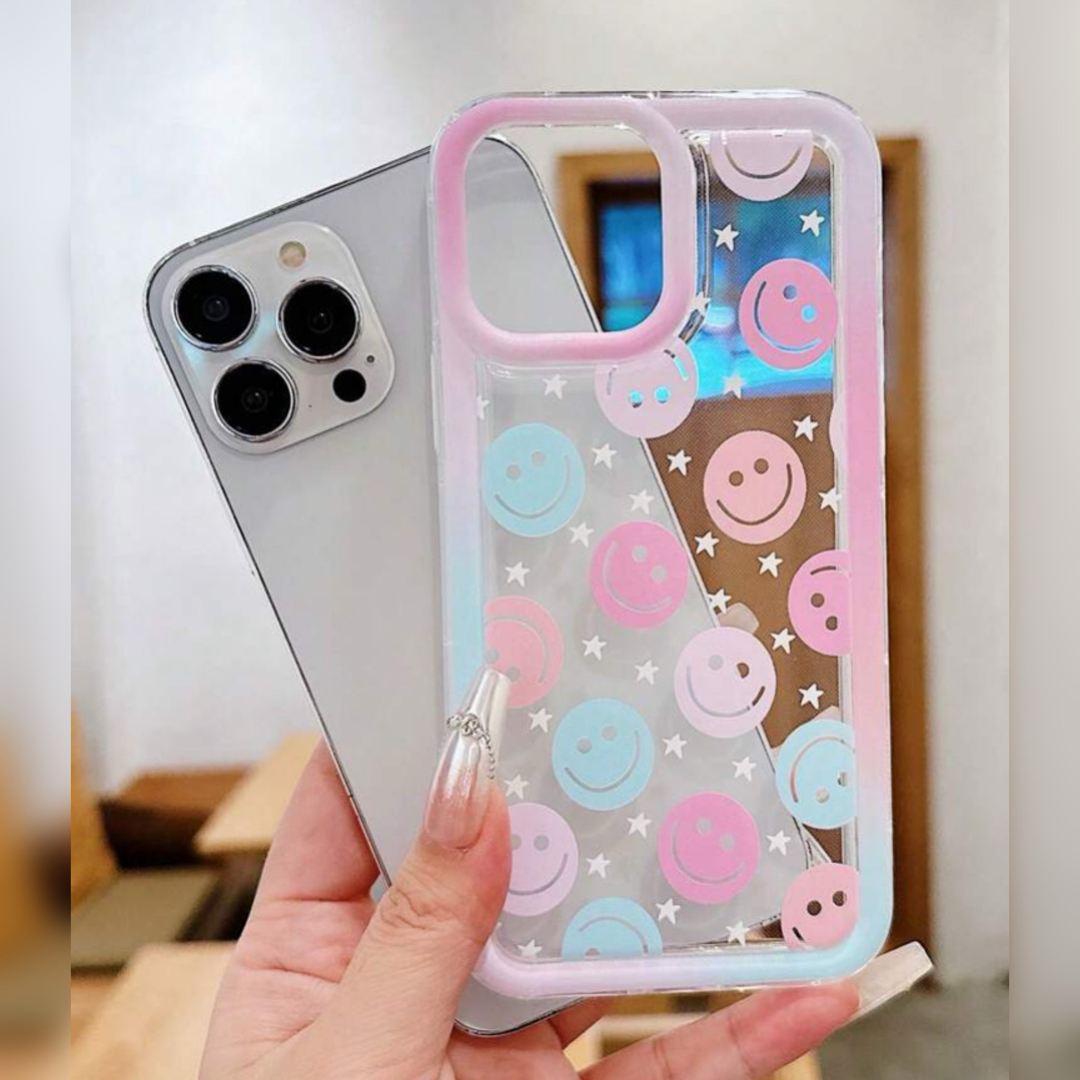 iPhone 14 ケース　クリア　ピンク　ニコちゃん　スマイル　可愛い　韓国 スマホ/家電/カメラのスマホアクセサリー(iPhoneケース)の商品写真