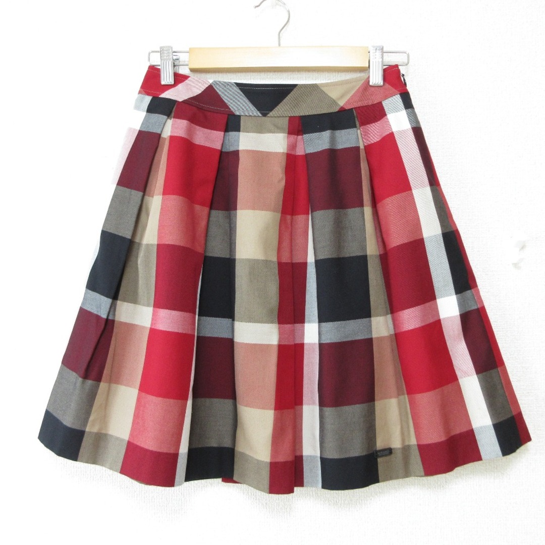 【美品】ブルーレーベルクレストブリッジ　タックフレアスカート　ストライプ　38 BLUE LABEL CRESTBRIDGE - 未使用 BLUE LABEL CRESTBRIDGE