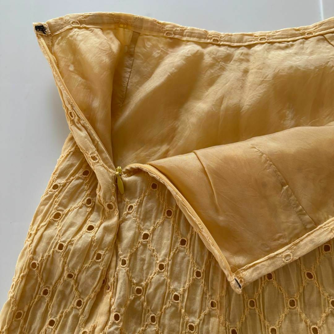 Sybilla(シビラ)のシビラ　フレアスカート　刺繍　レース　イエロー　切り替え　M レディースのスカート(ロングスカート)の商品写真