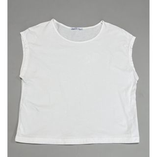ザラ(ZARA)のZARA  コットンカットソー　ノースリーブ　ホワイト　Mサイズ　ザラ(カットソー(半袖/袖なし))