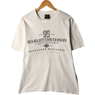 ハーレーダビッドソン(Harley Davidson)の古着 90年代 ハーレーダビッドソン Harley-Davidson モーターサイクル バイクTシャツ USA製 メンズL相当 ヴィンテージ /eaa568117(Tシャツ/カットソー(半袖/袖なし))