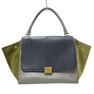 セリーヌ(CELINE)のCELINE(セリーヌ) ハンドバッグ トラペーズミディアム ネイビー×グレー×カーキ レザー(ハンドバッグ)