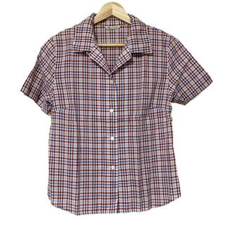 アクアスキュータム(AQUA SCUTUM)のAquascutum(アクアスキュータム) 半袖シャツブラウス サイズ11 M レディース - 白×レッド×マルチ チェック柄(シャツ/ブラウス(半袖/袖なし))