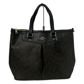 コーチ(COACH)のCOACH(コーチ) ハンドバッグ シグネチャー柄 F34614 ダークブラウン×黒 レザー(ハンドバッグ)